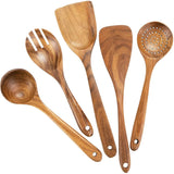 Conjunto de utensílios de cozinha de madeira, espátula doméstica, colher, colher de salada, garfo, colher para mexer, conjunto de cozinha