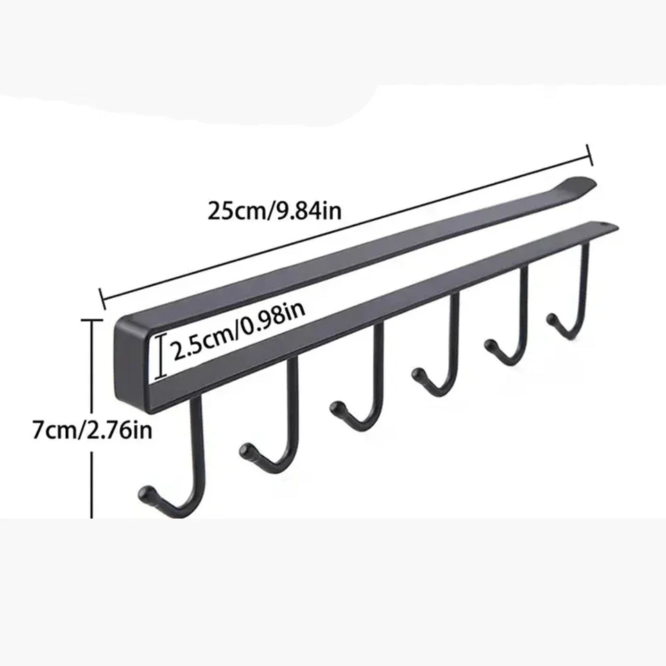 Suporte para canecas de café, suporte para ganchos de cozinha, 6 ganchos
